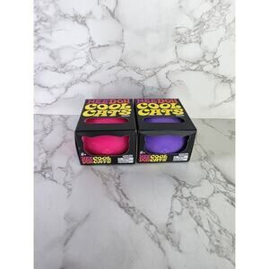 Lot (2) Nee Doh Cool Cats Pink & Purple Stress Toy Needoh Sensory Squeeze Fidget